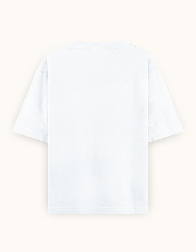 White oversized unisex t-shirt back view, plain