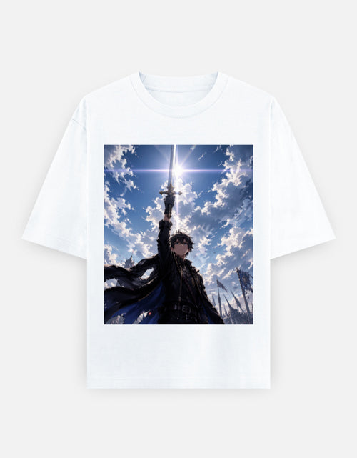 White oversized unisex T-shirt with front square graphic print