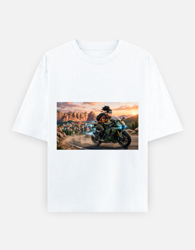 White oversized unisex T-shirt with front graphic print