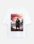 Unisex oversized white T-shirt with front graphic print and crew neck