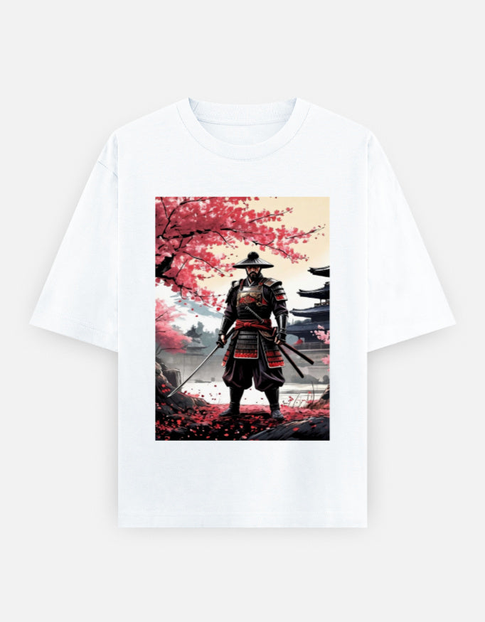 Unisex oversized white T-shirt with front graphic print and crew neck