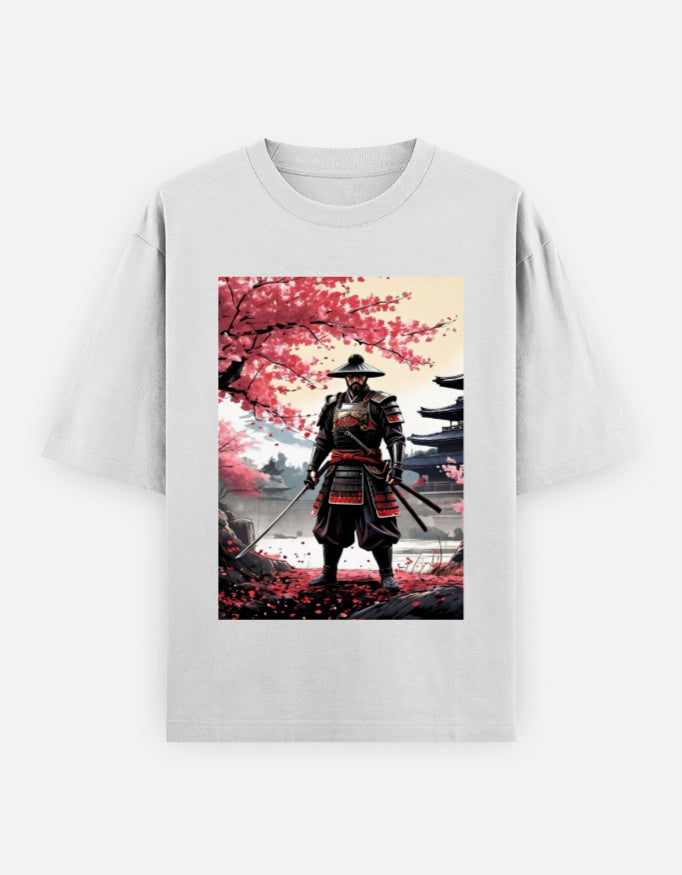 Unisex oversized light gray T-shirt with front graphic print and crew neck