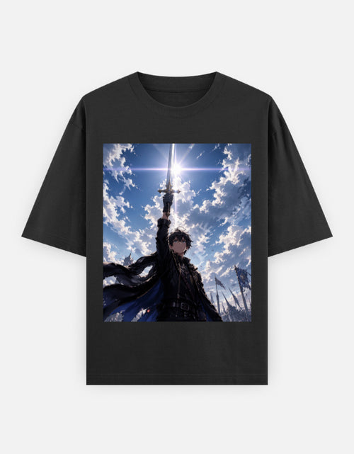 Black oversized unisex T-shirt with front square graphic print